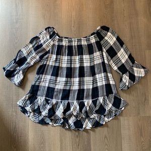 Beachlunchlounge Plaid Ruffle top